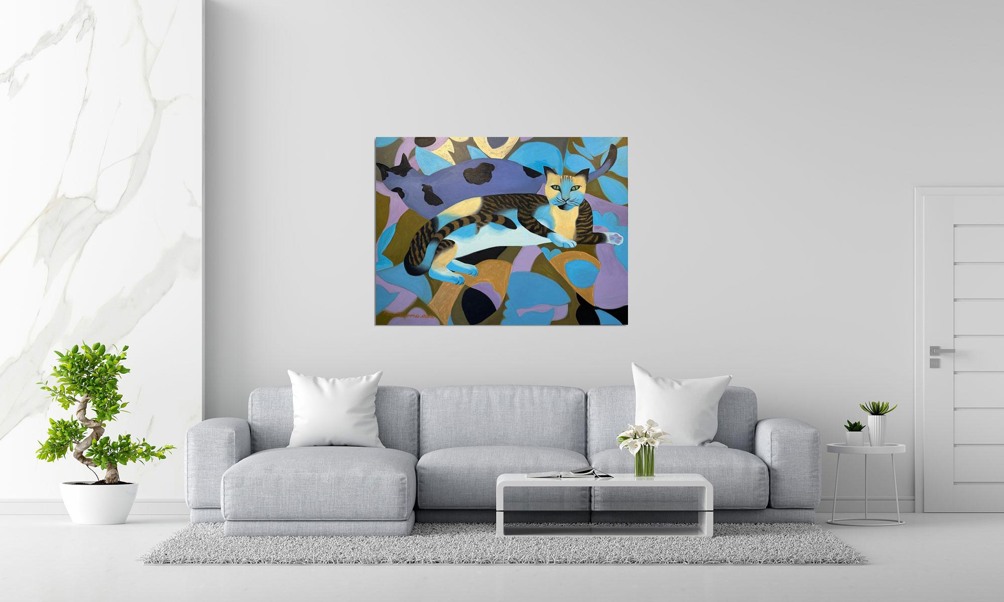 The Great Lounger - Animal Cats Painting By Marc Zimmerman For Sale 1