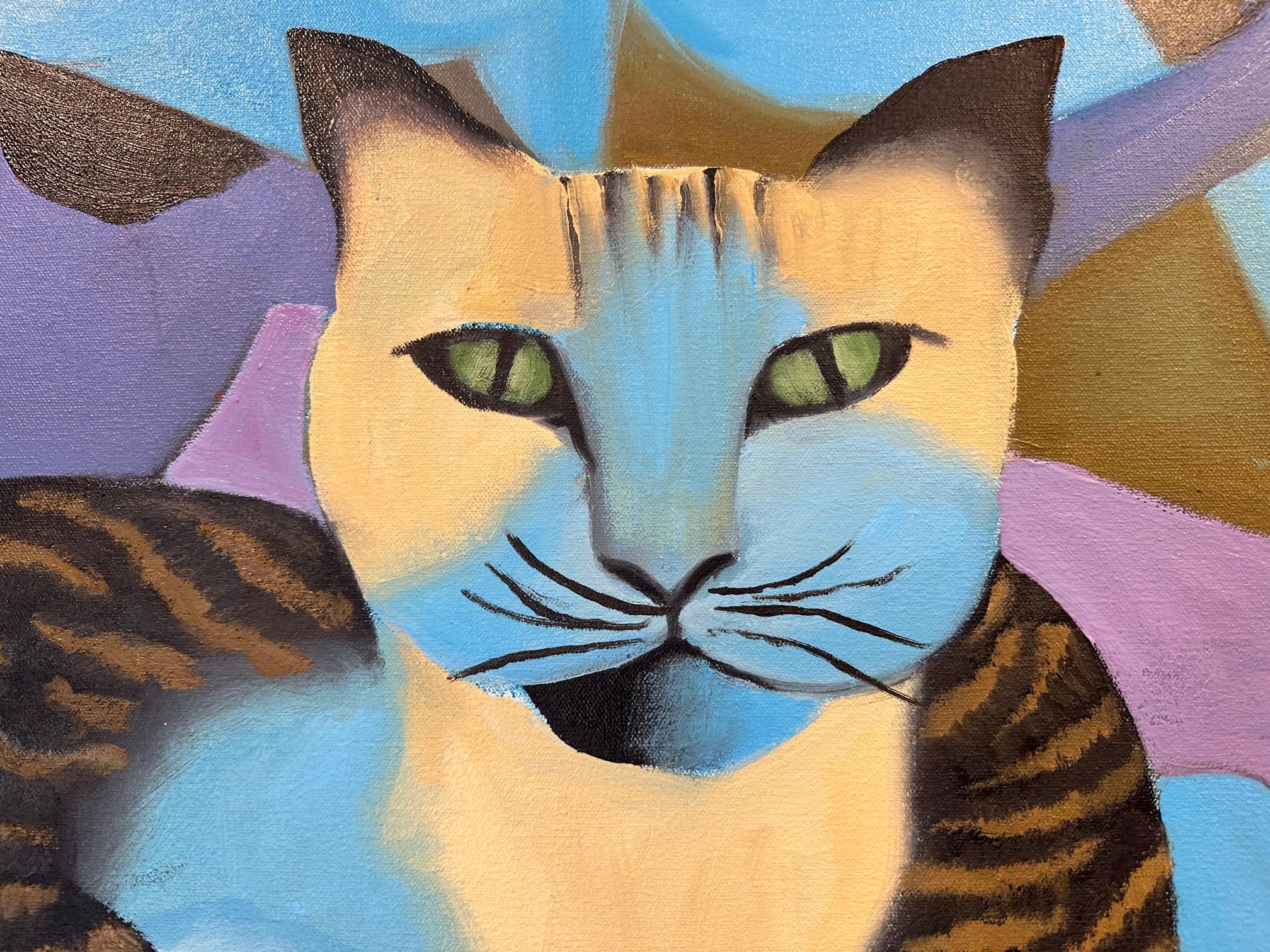 Il grande lettino - Gatti animali dipinto da Marc Zimmerman in vendita 3