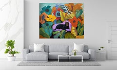 THE PRIMADONNA 2 - Cat in the Jungle Large Painting By Marc Zimmerman