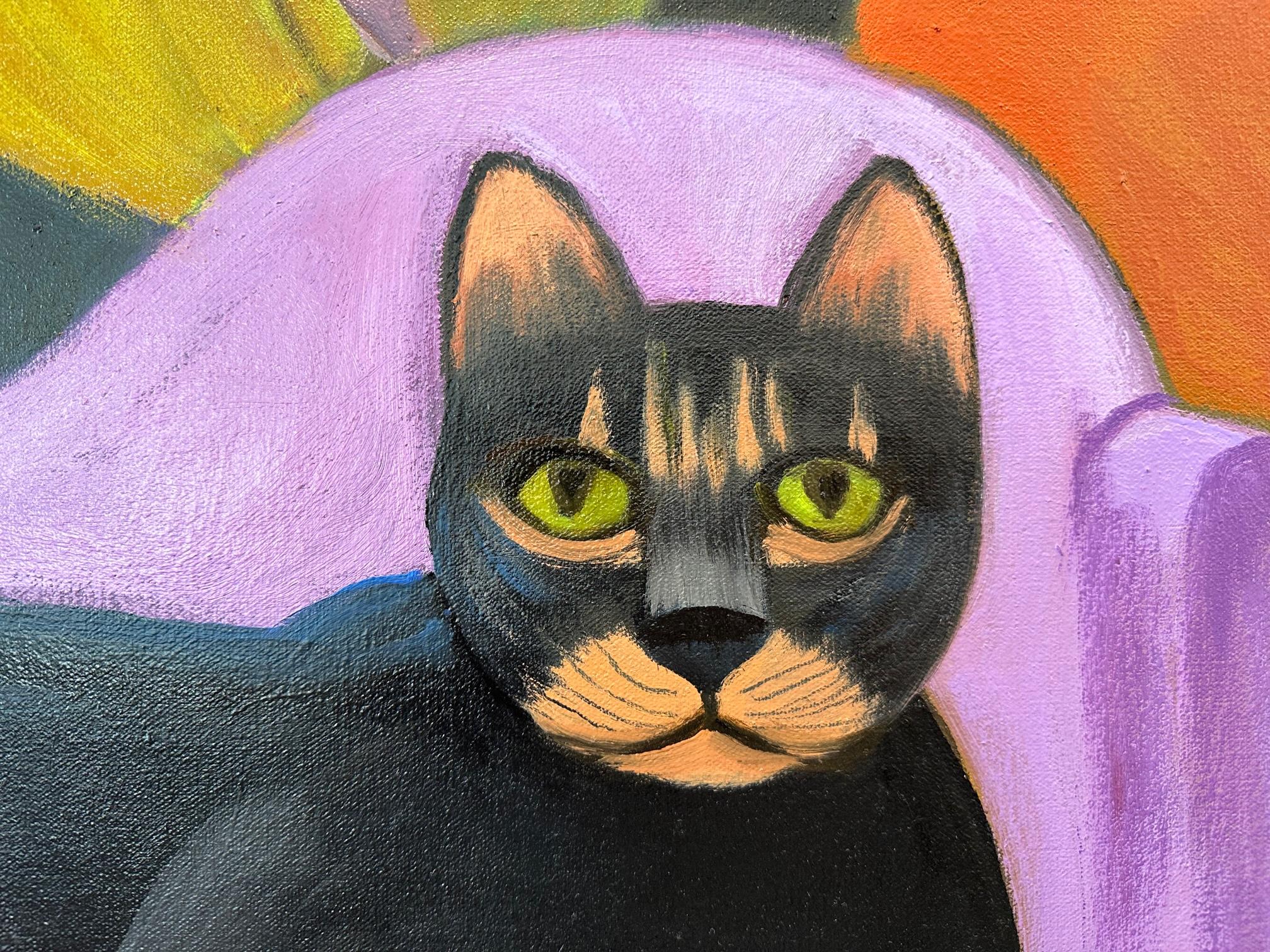 THE PRIMADONNA 2 - Cat in the Jungle Large Painting By Marc Zimmerman For Sale 3