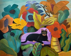 THE PRIMADONNA 2 - Cat in the Jungle Large Painting By Marc Zimmerman