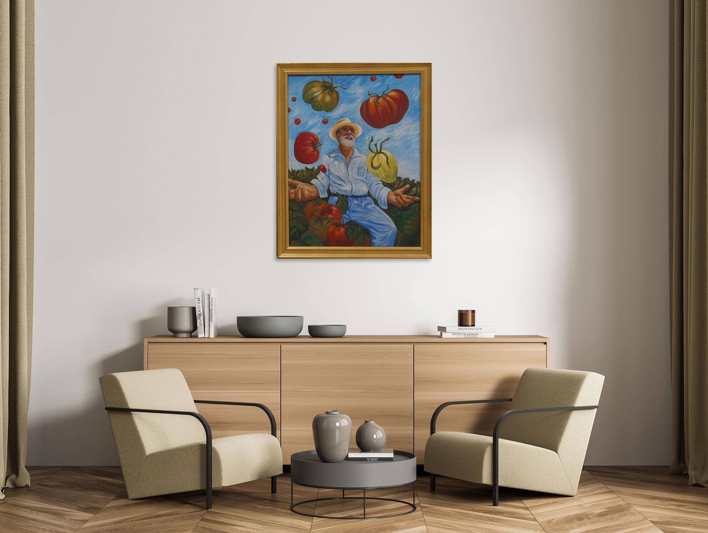 Tomatenjuggler – figuratives Gemälde – zeitgenössisch von Marc Zimmerman im Angebot 1
