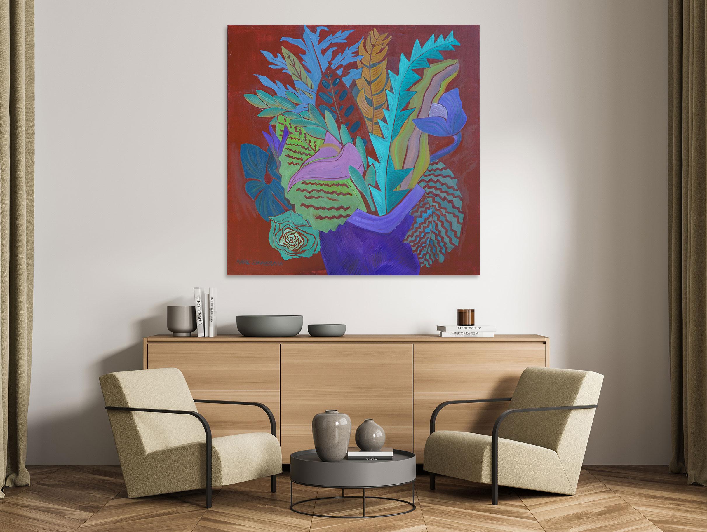 Fantasía tropical nº 3 - Pintura al óleo - Pintura al óleo de Marc Zimmerman en venta 1