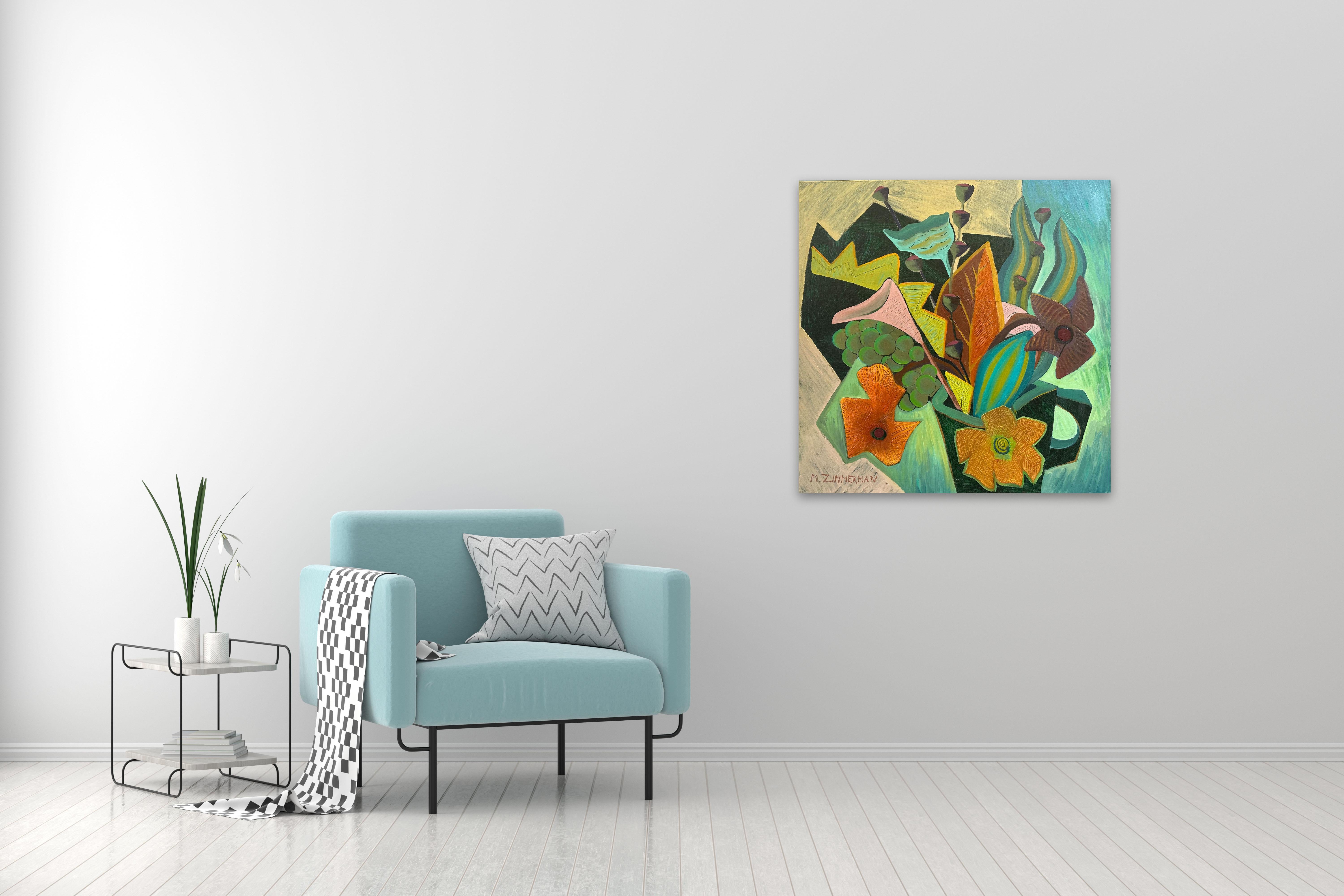 Tropical Fantasy - Abstract Floral Painting By Marc Zimmerman For Sale 1