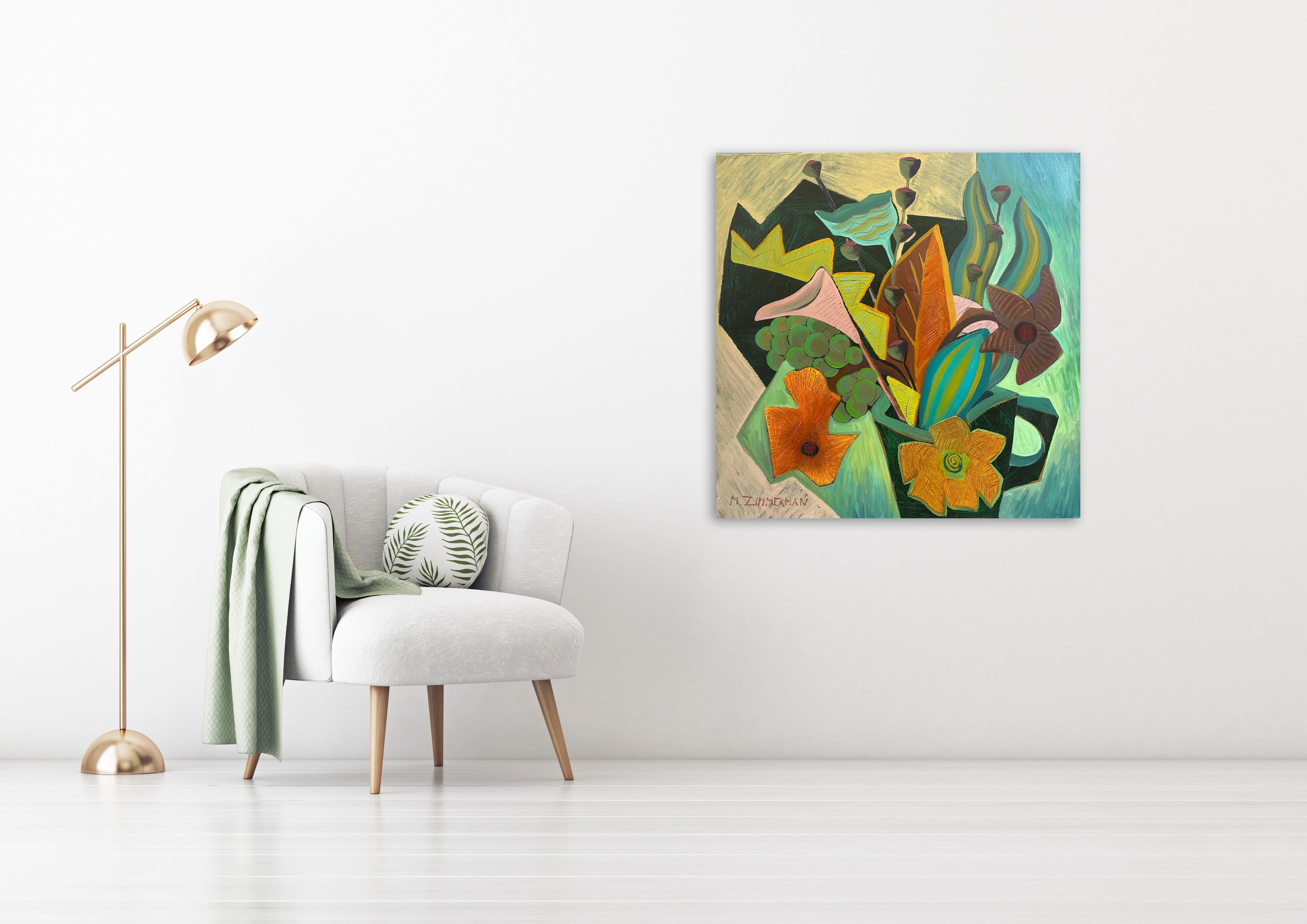 Tropical Fantasy - Abstract Floral Painting By Marc Zimmerman For Sale 2