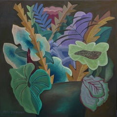 Tropische Fantasie-Blumenblumen #2, Öl auf Leinwand, von Marc Zimmerman