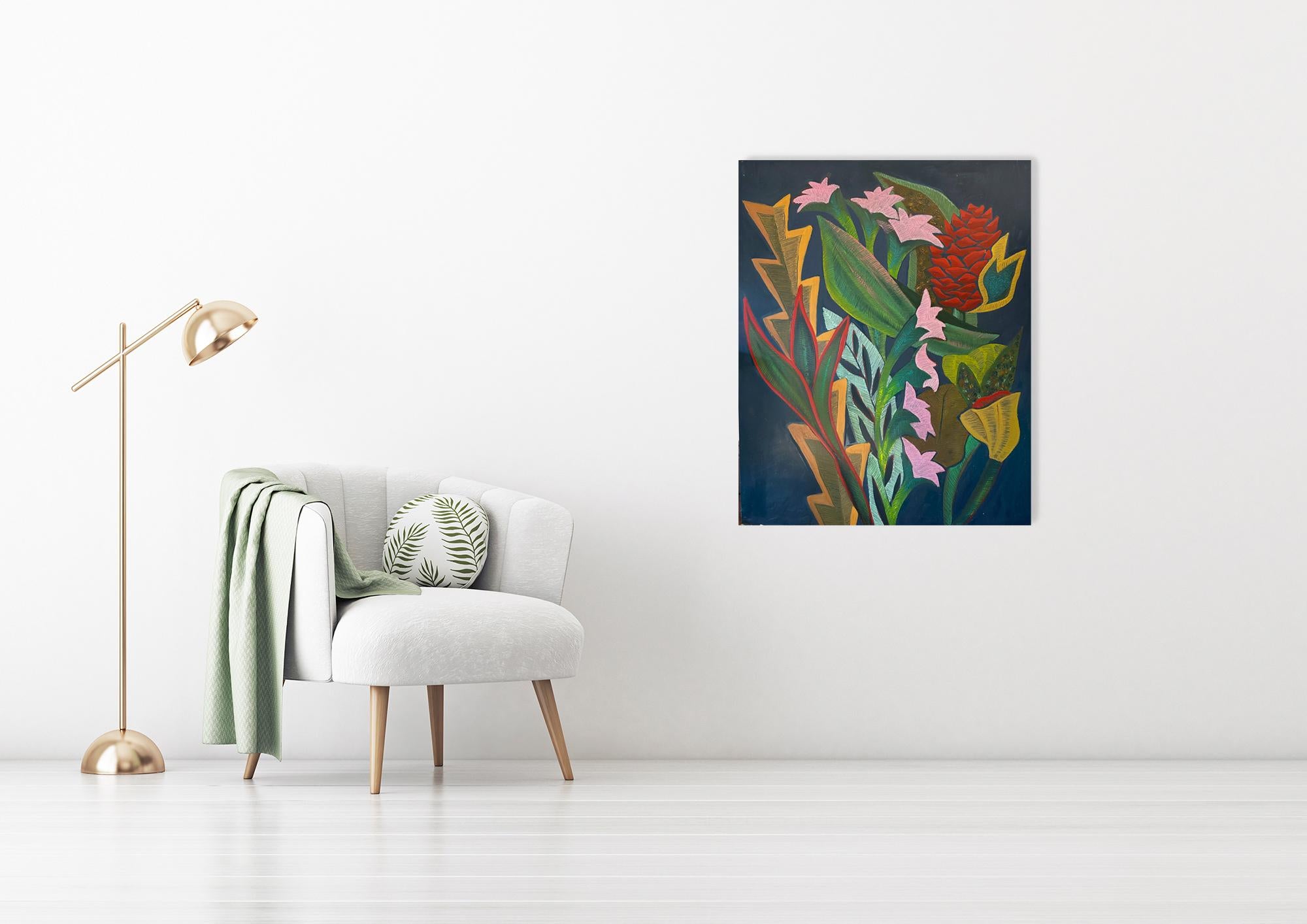 Fantasia floreale tropicale - Natura morta di fiori dipinta da Marc Zimmerman in vendita 1
