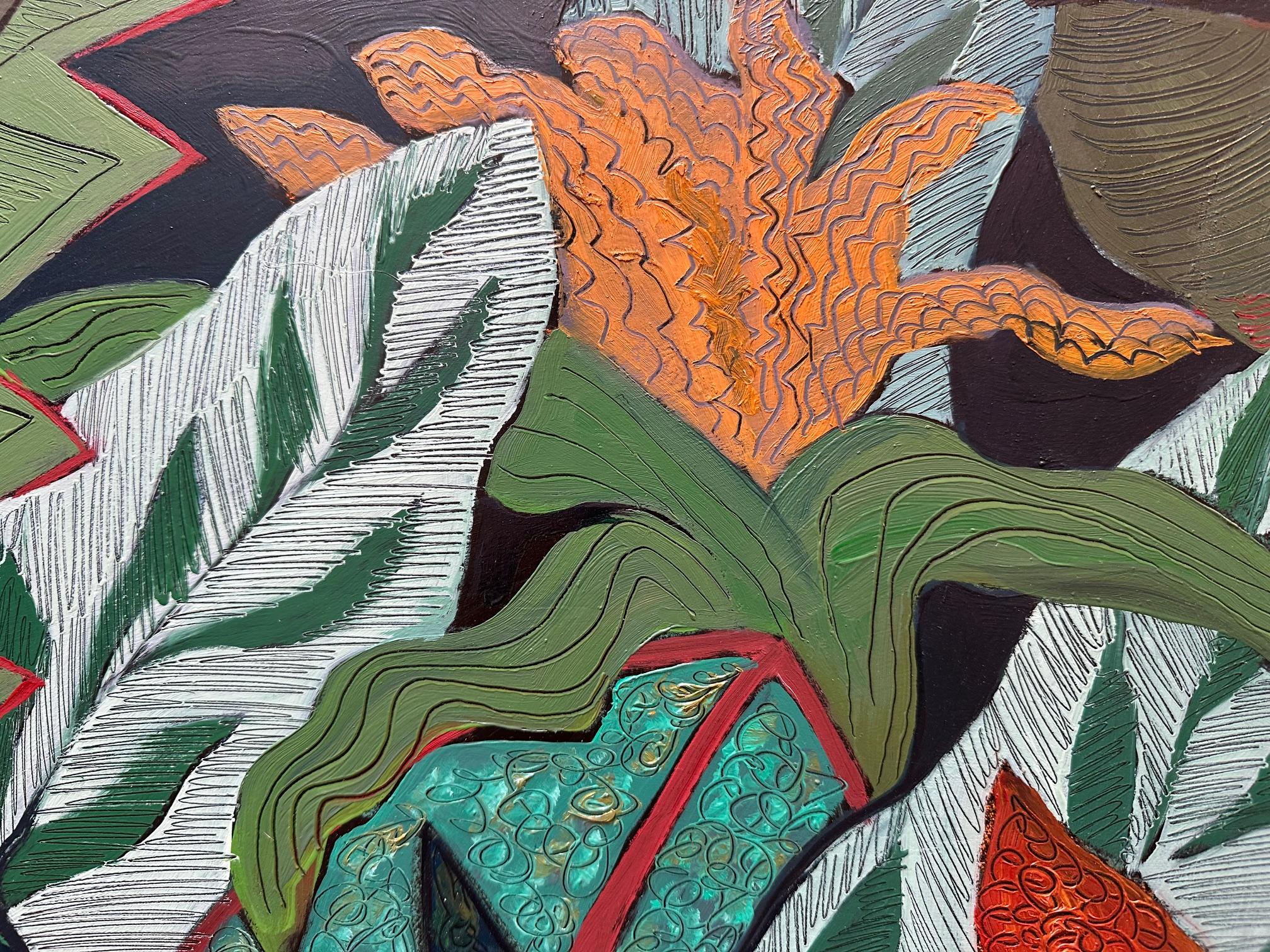 Fantasia floreale tropicale - Natura morta di fiori dipinta da Marc Zimmerman in vendita 1