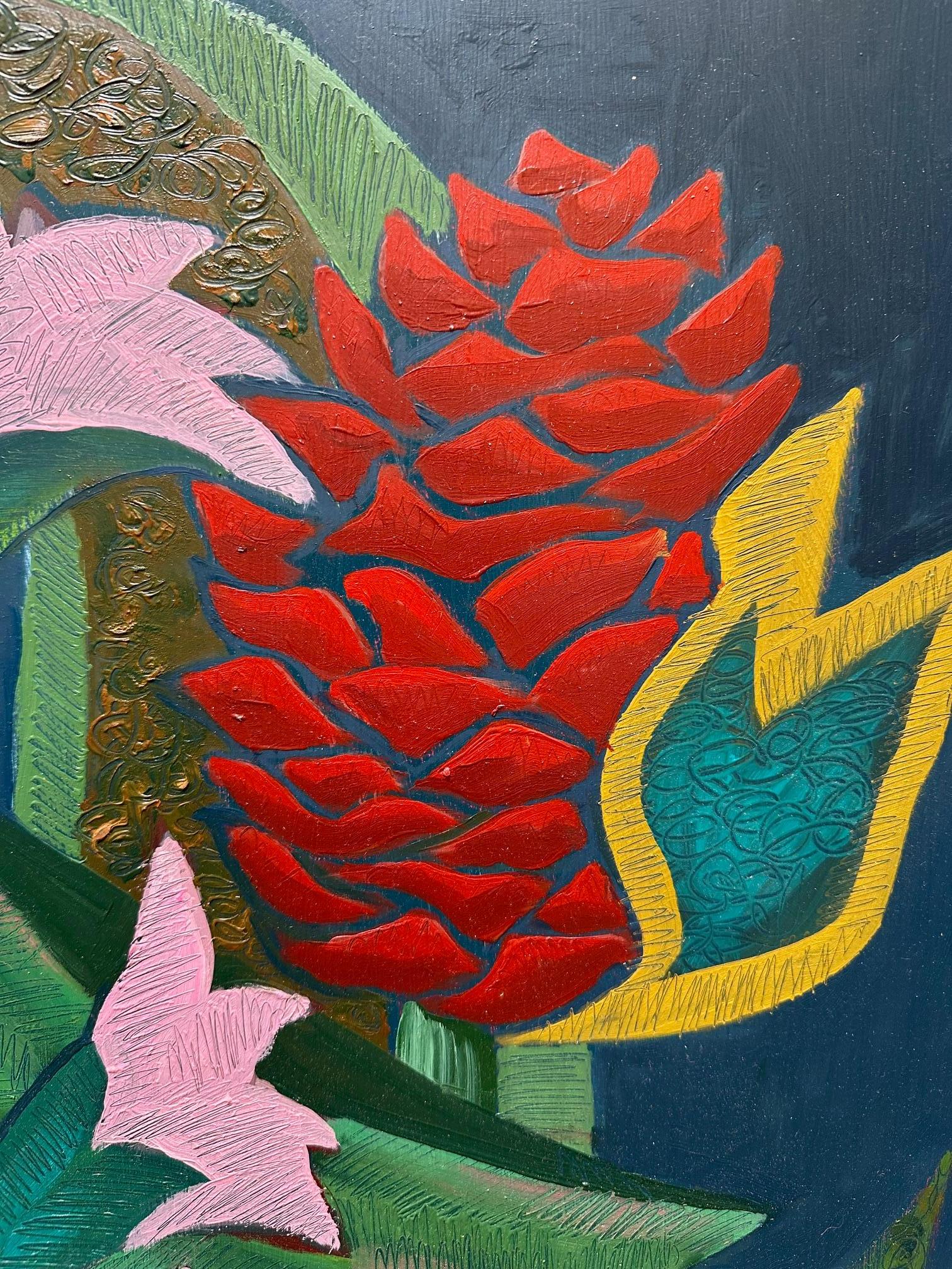 Fantasia floreale tropicale - Natura morta di fiori dipinta da Marc Zimmerman in vendita 2