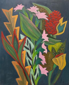 Fantaisie florale tropicale - Nature morte aux fleurs, peinture de Marc Zimmerman