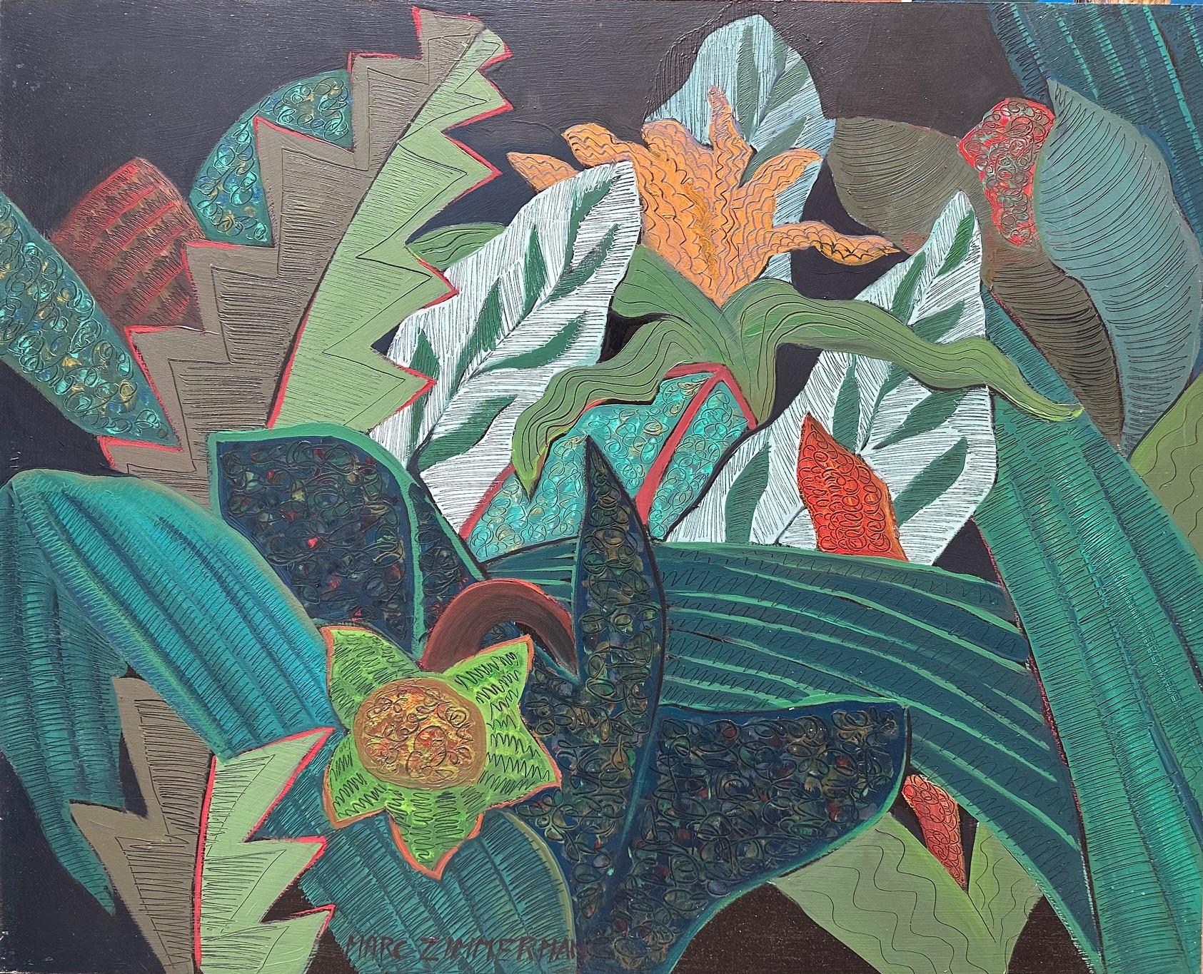 Tropical Fantasy Floral - Still Life Flowers Painting by Marc Zimmerman