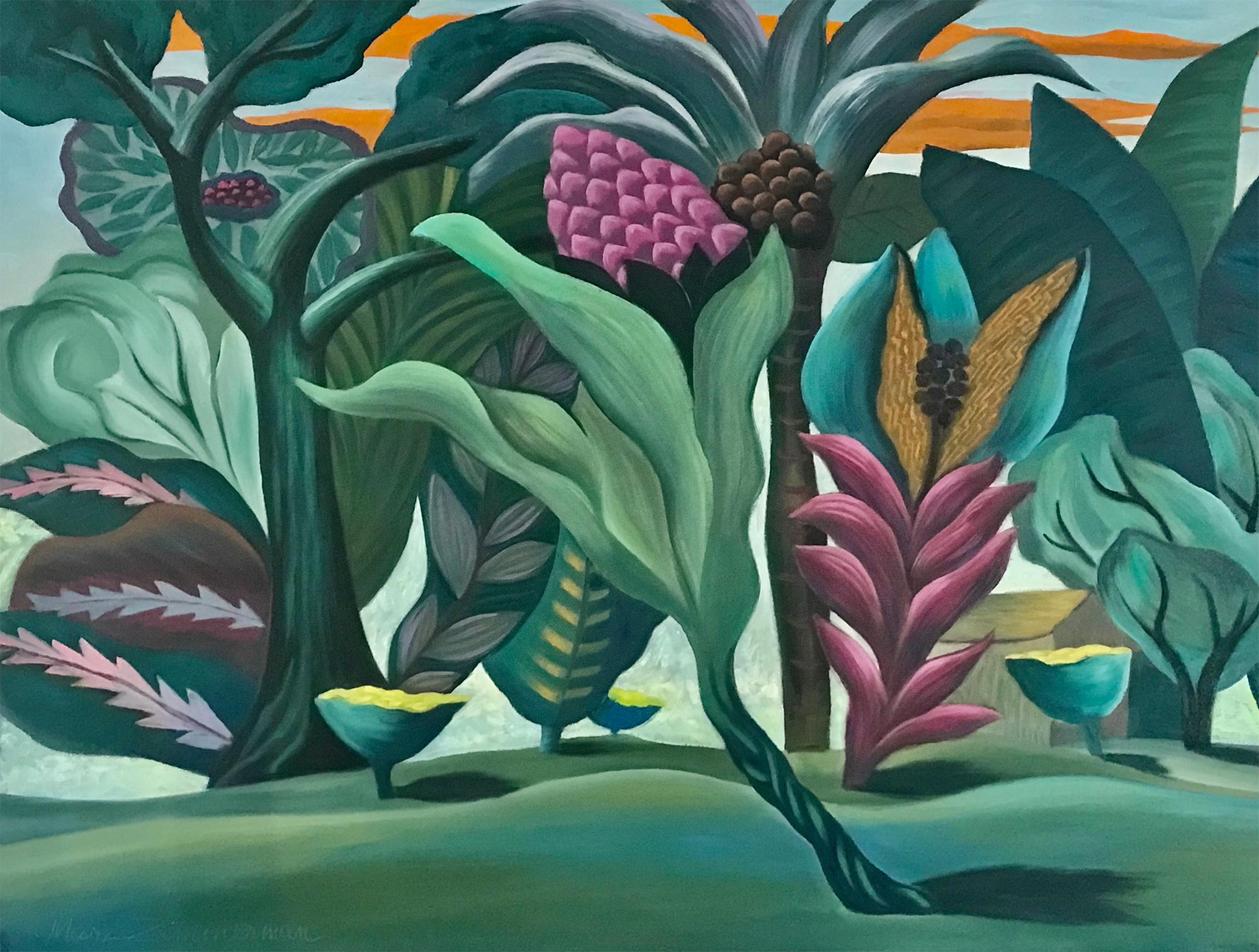 Marc Zimmerman Landscape Painting -  Tropical Getaway 2 - Jungle Painting - Landscape Nature Art by Marc