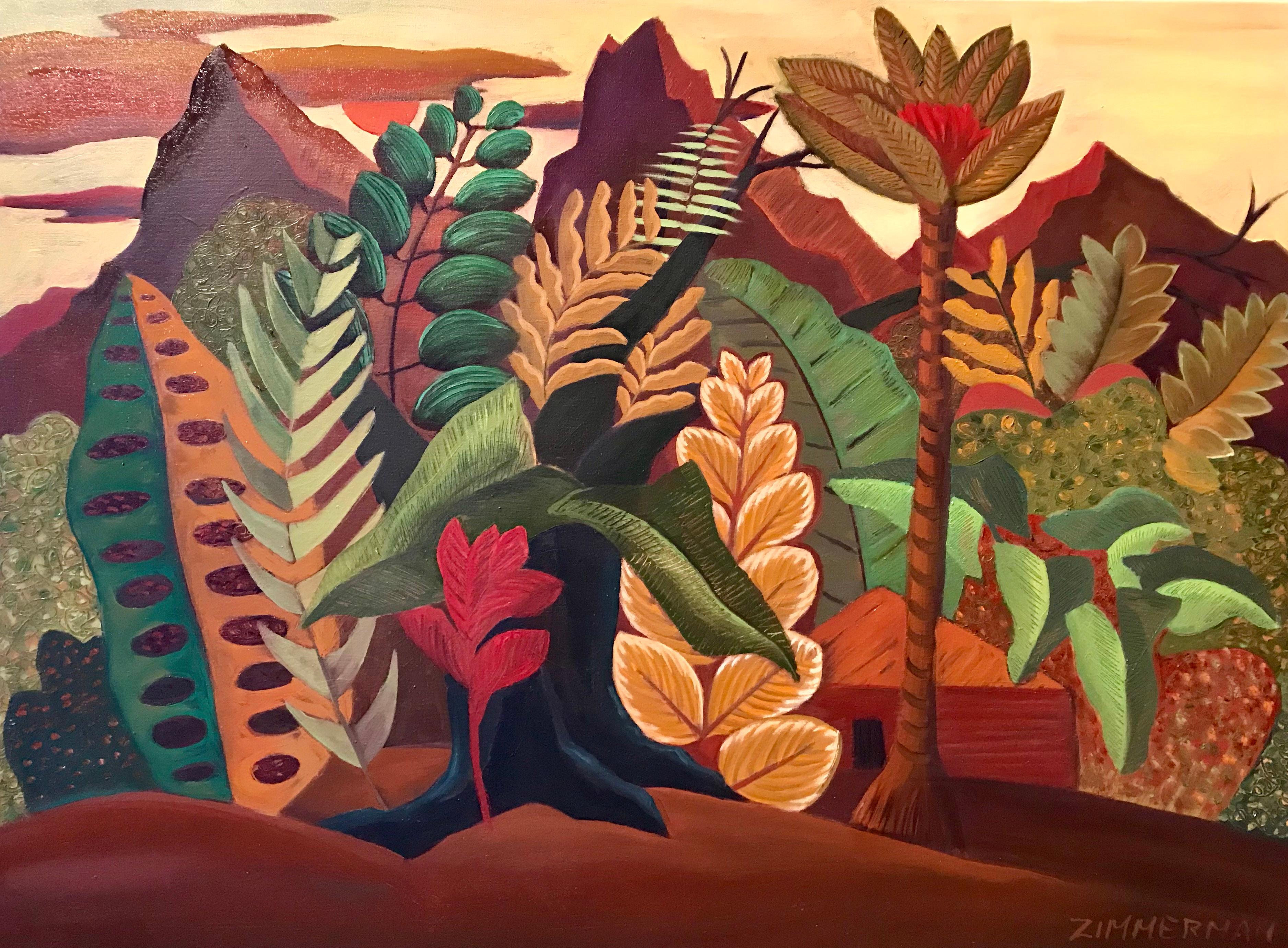 Marc Zimmerman Landscape Painting -  Tropical Getaway - Jungle Painting - Landscape Nature Art by Marc