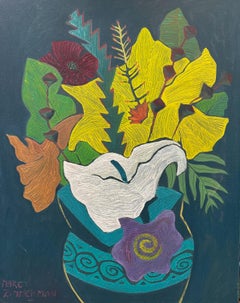Vase mit Blumen – geblümtes Gemälde von Marc Zimmerman