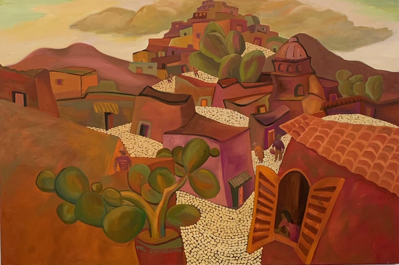 Marc Zimmerman Purple village Landscape Painting American Modern