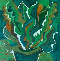 Viridian Flow - Green Flowers - Contemporary Art By Marc Zimmerman