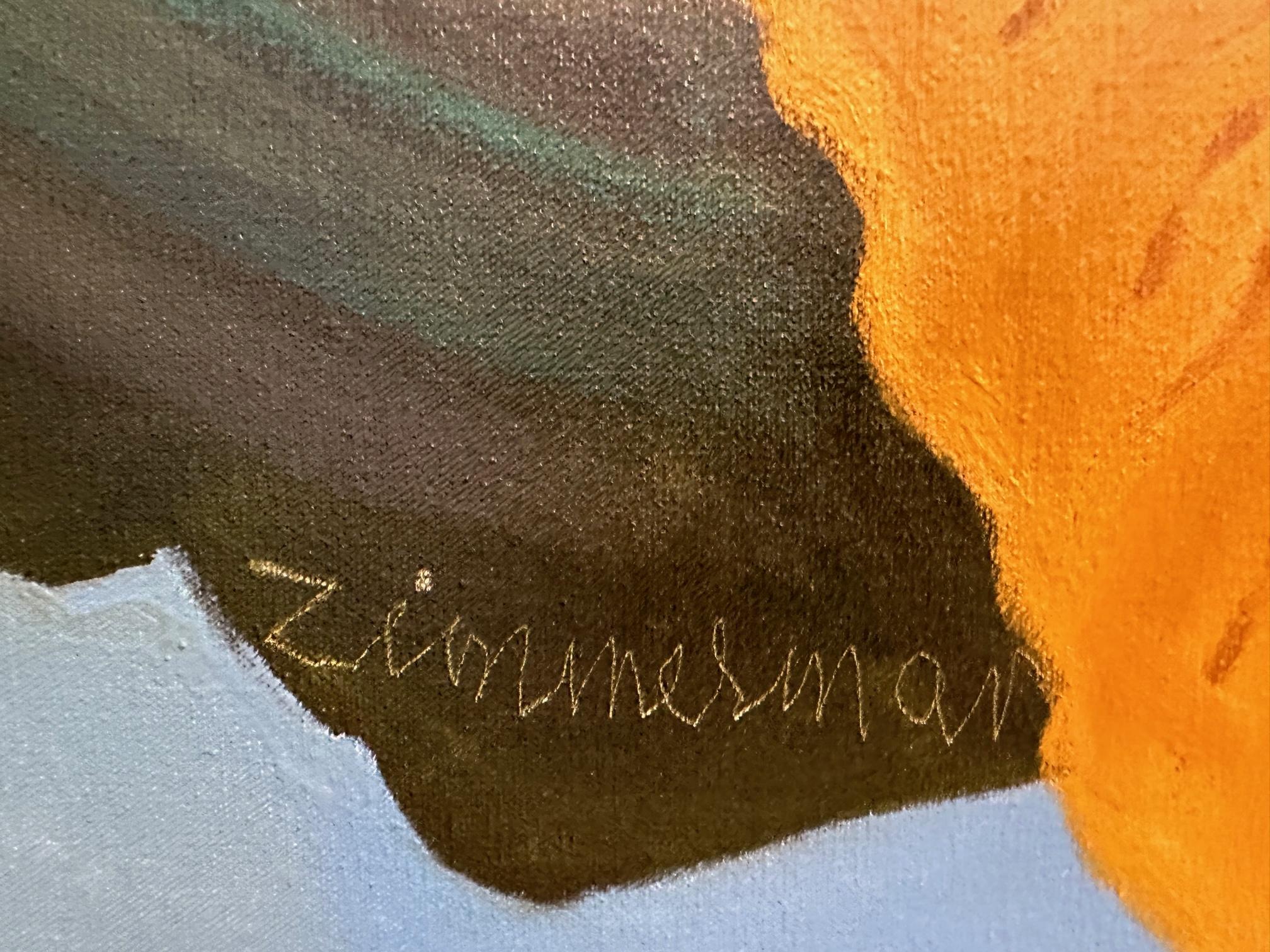 This masterpiece is exhibited in the Zimmerman Gallery, Carmel CA.

The painting comes with a certificate of authenticity and a letter of appraisal.

Marc Zimmerman creates playful paintings, whether deep mysterious jungle or delightfully whimsical