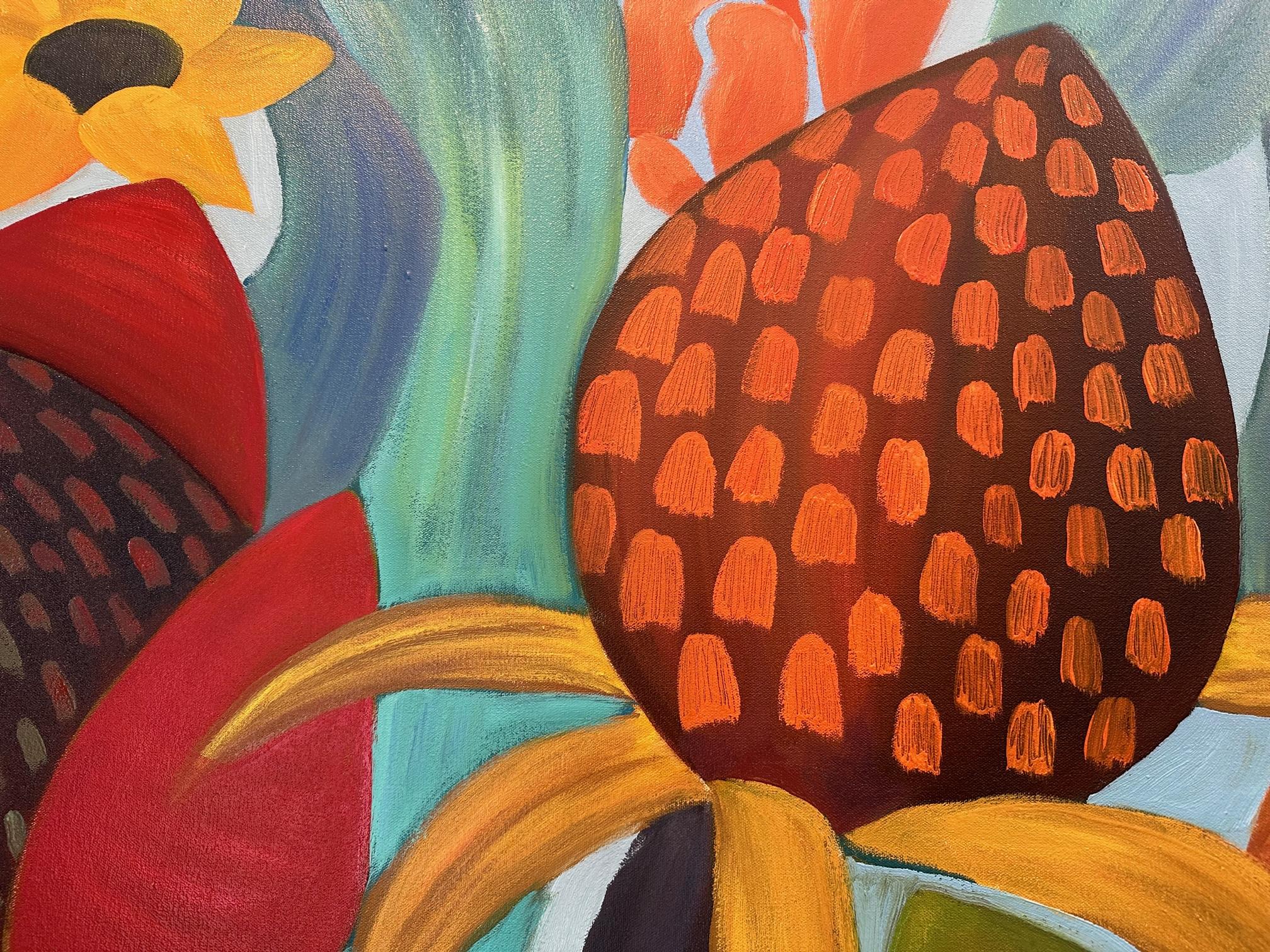 Voluptuous Rhythm in Blue - Grande peinture florale - Marc Zimmerman en vente 4