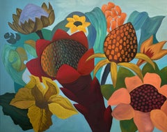 Voluptuous Rhythm in Blue - Grande peinture florale - Marc Zimmerman