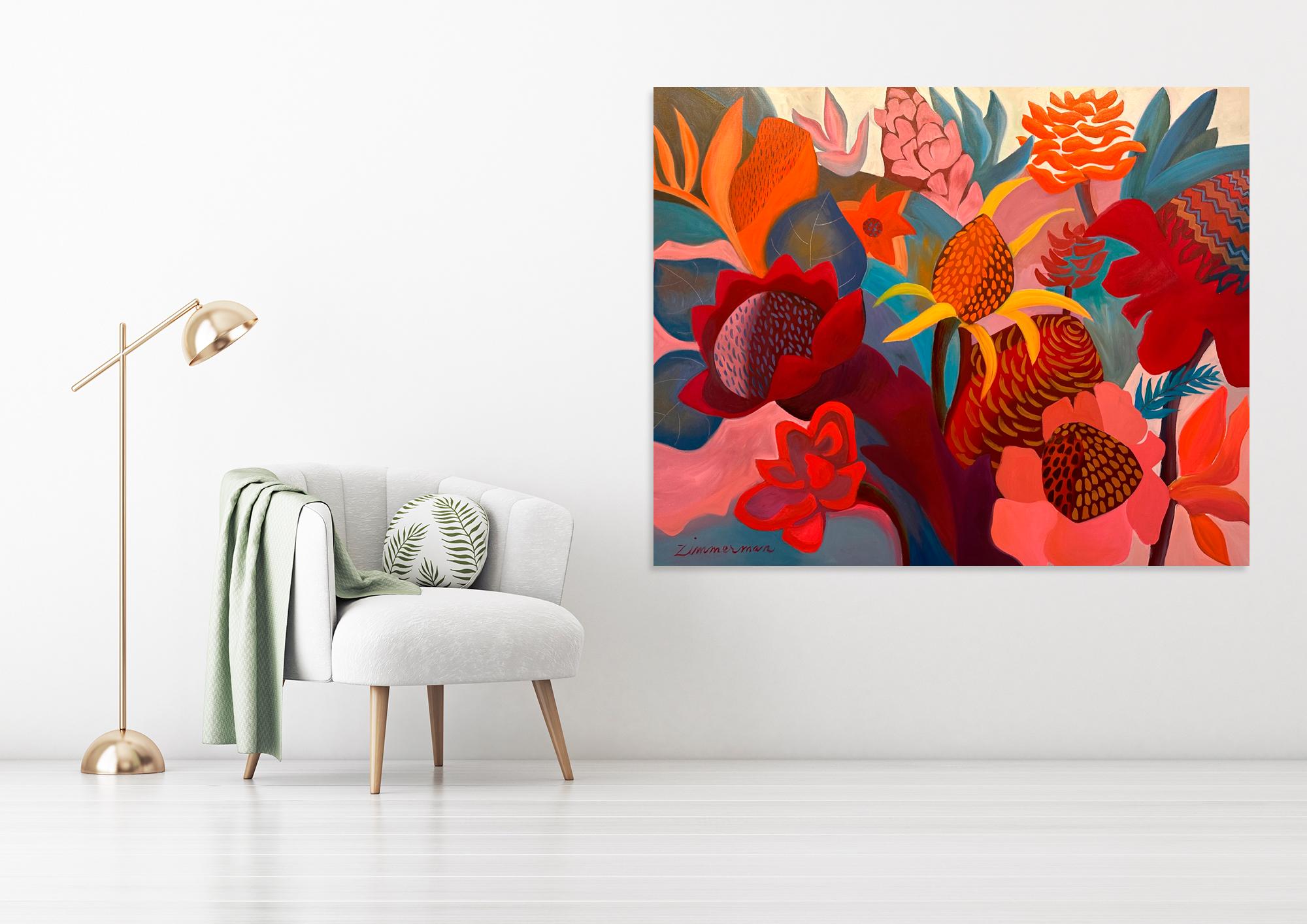 Ritmo Voluptuoso - Pintura Floral Grande - Marc Zimmerman en venta 1