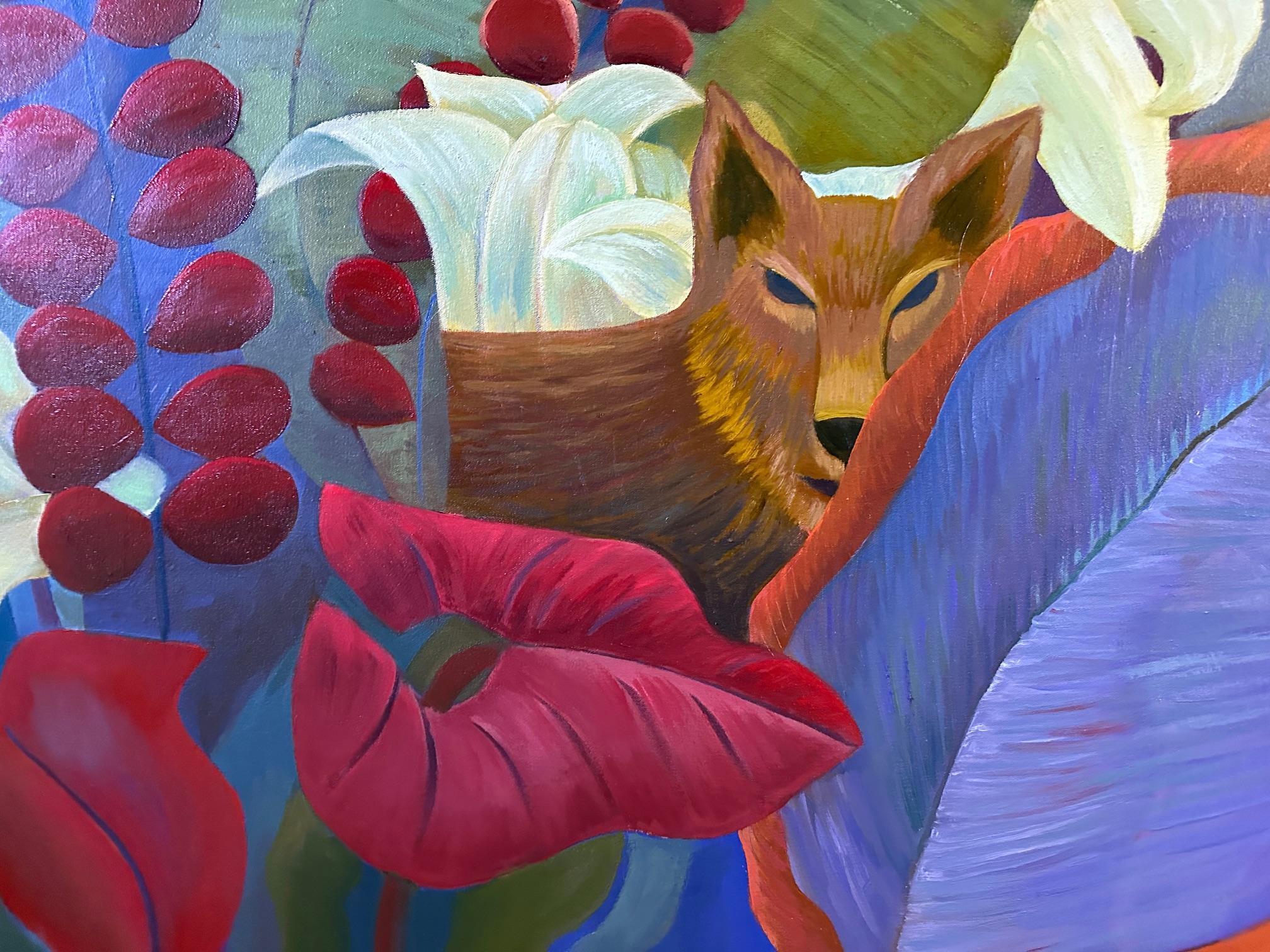 Woven Jungling - Paesaggio dipinto di Nature con animali di Marc Zimmerman in vendita 2