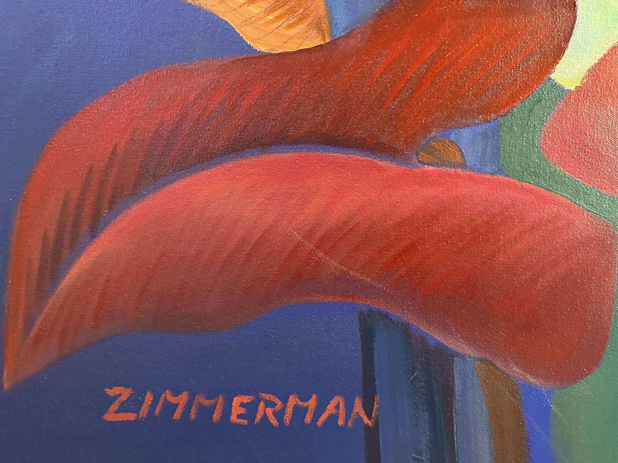 Woven Jungle - Landscape Nature Painting With Animals By Marc Zimmerman For Sale 3