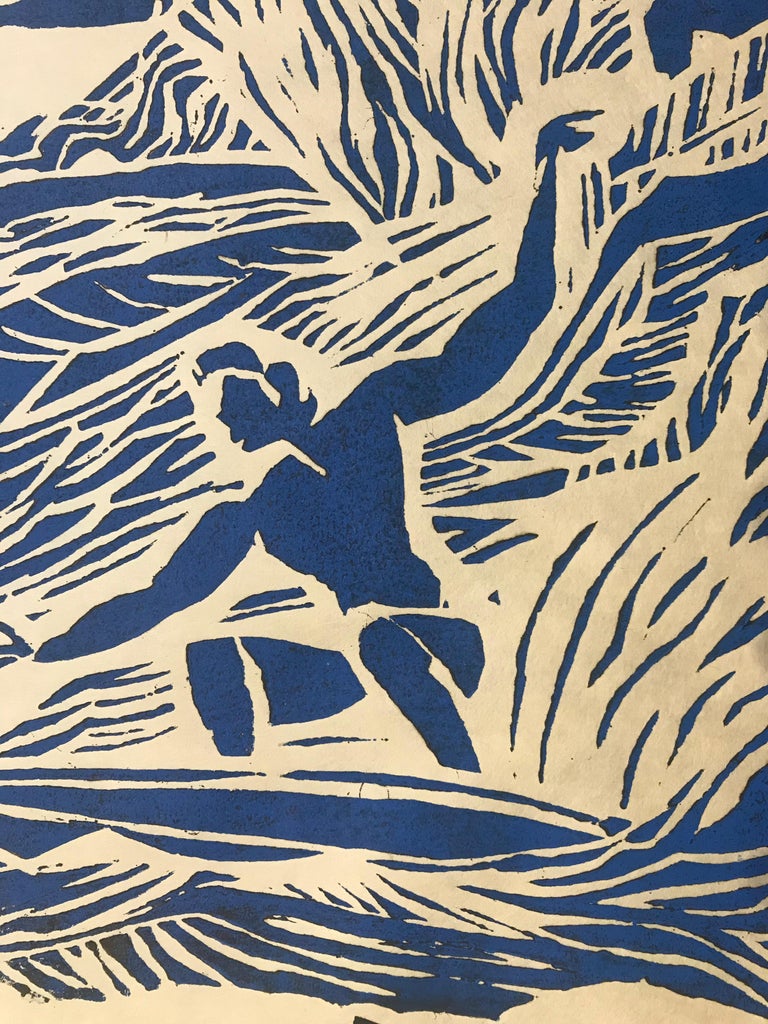 3 Turns - Surfing Art - Figurative Print - Woodcut Print By Marc Zimmerman For Sale 2