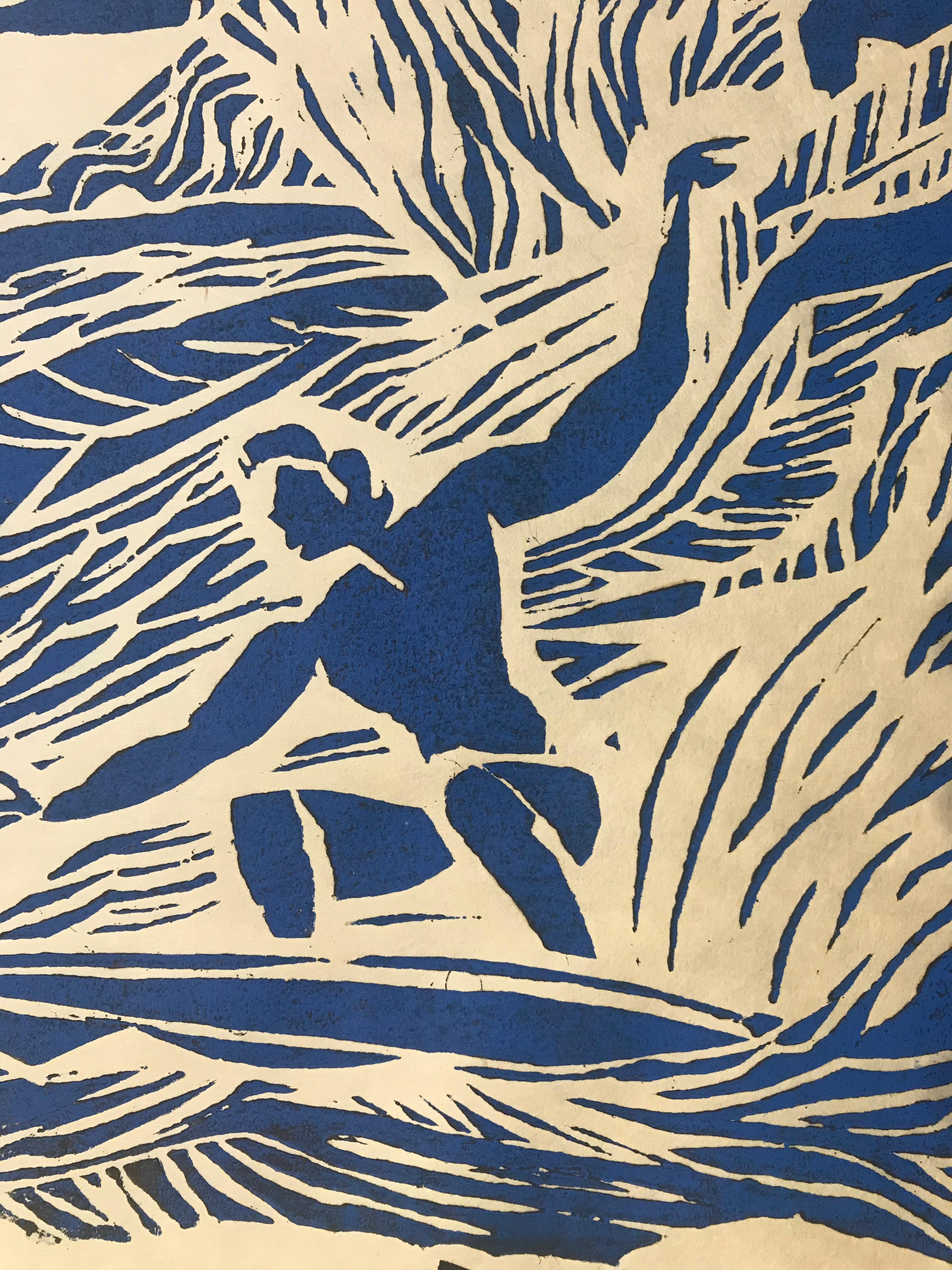 3 Giros - Arte del Surf - Grabado Figurativo - Grabado en madera Por Marc Zimmerman en venta 2
