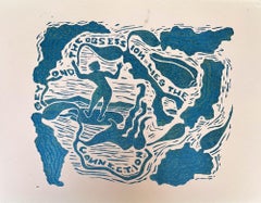 Beyond The Obsession Lies The Connection - Surfing Art - Woodcut Print By Marc