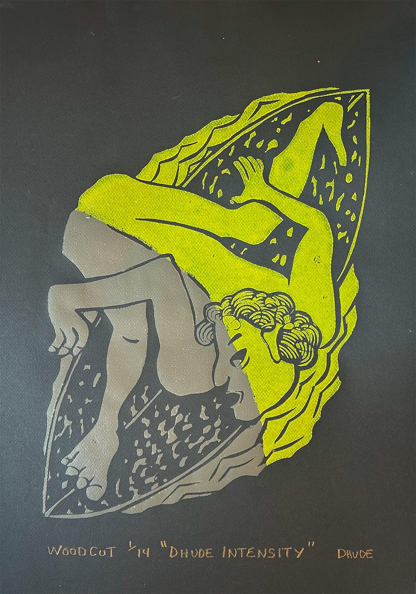 Dhude Intensity - Arte del surf - Figurativa - Stampa xilografica di Marc Zimmerman