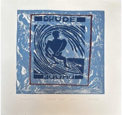 Logo Dhude - Arte del surf - Figurativa - Stampa xilografica di Marc Zimmerman