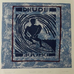 Dhude(  Surfer) - Figurative Print - Woodcut Print By Marc Zimmerman