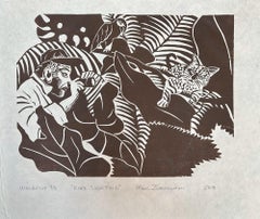 Rare Sighiting - Surfing Art - Figurative - Woodcut Print By Marc Zimmerman