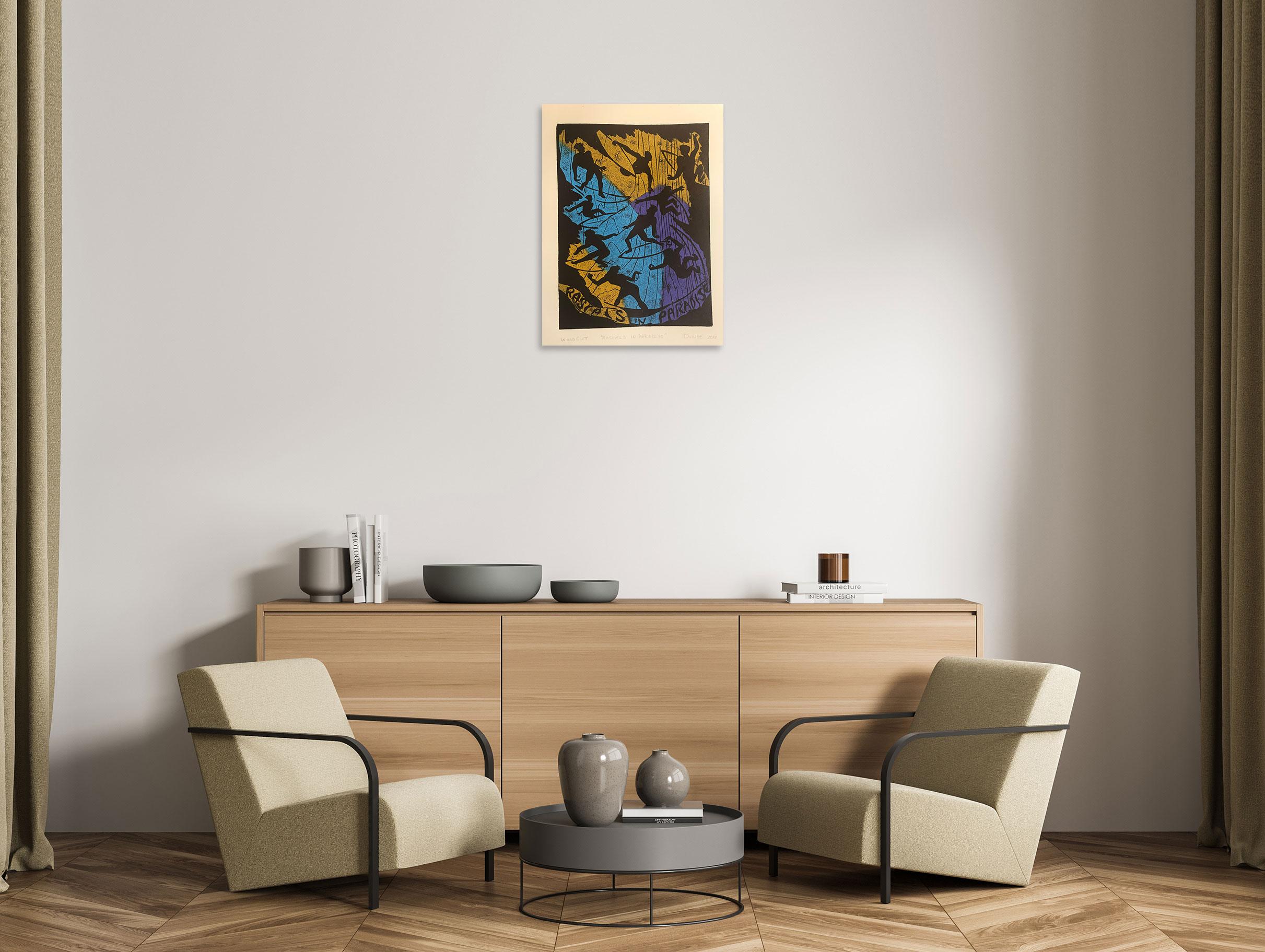 Rascals in Paradise - Impression figurative - Impression sur bois de Marc Zimmerman en vente 1