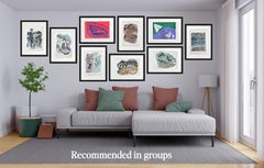 Surf Elements - Surfing Art - Figurative - Woodcut Print By Marc Zimmerman