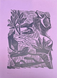 Surf Elements - Surfing Art - Figurative - Woodcut Print By Marc Zimmerman