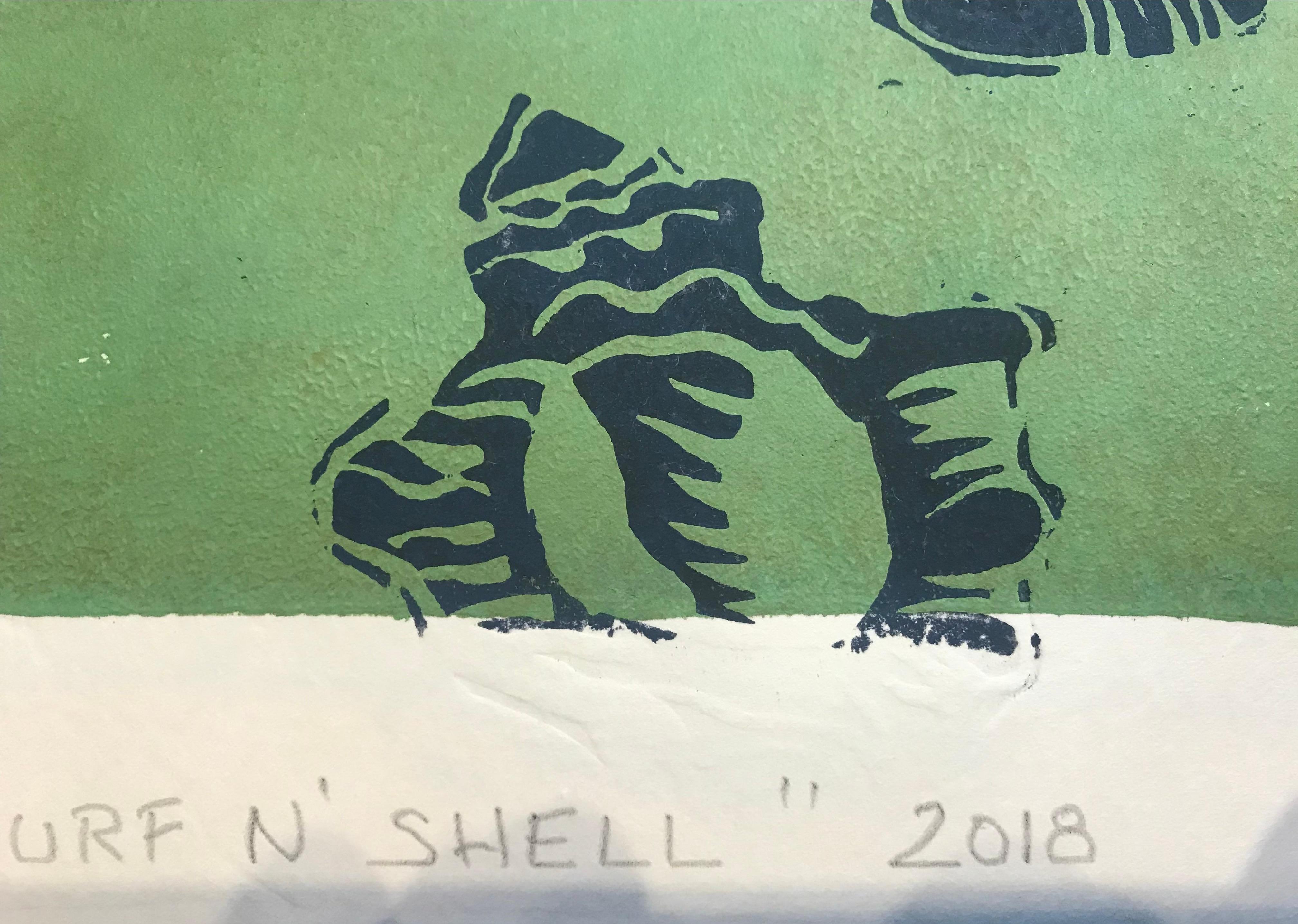 Surf n' Shell - Figurative Print - Woodcut Print By Marc Zimmerman For Sale 2