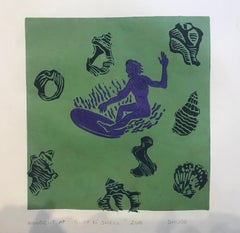 Surf n' Shell - Figurative Print - Woodcut Print By Marc Zimmerman