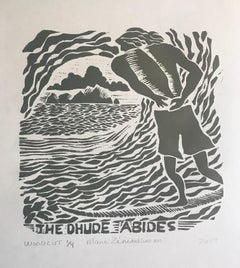 The Dhude Abides - Figurative Print - Woodcut Print By Marc Zimmerman