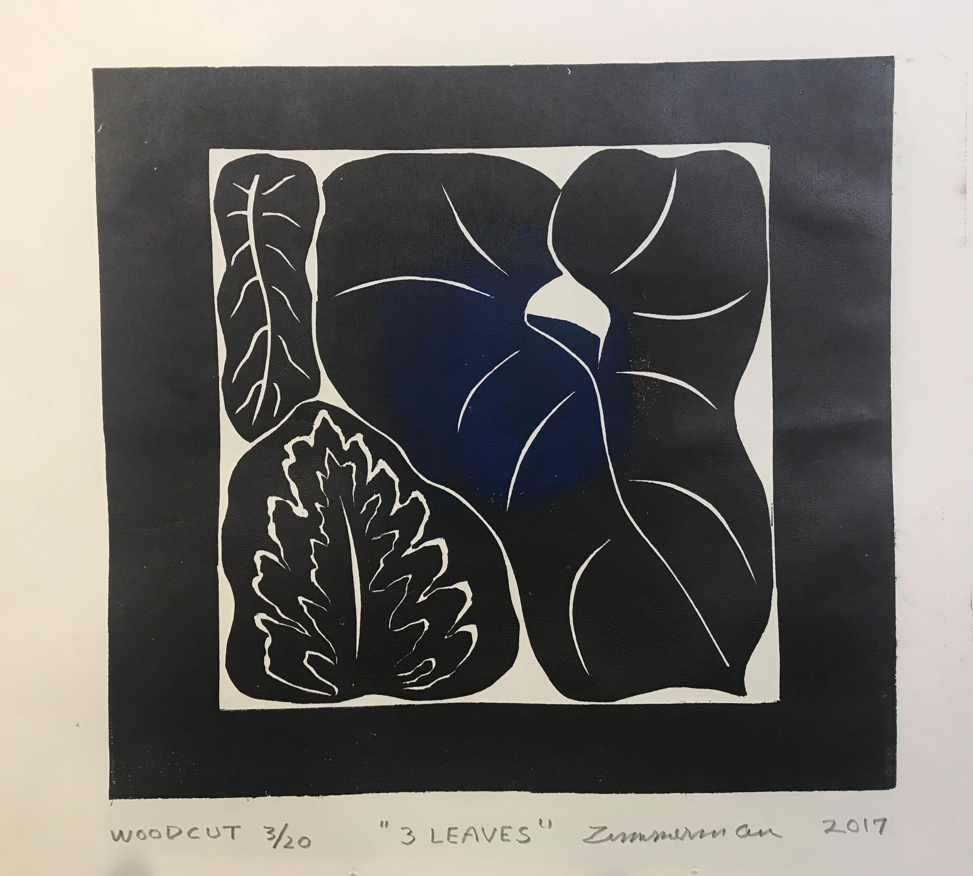 Tre foglie (taro) - Stampa paesaggio - Stampa xilografica di Marc Zimmerman