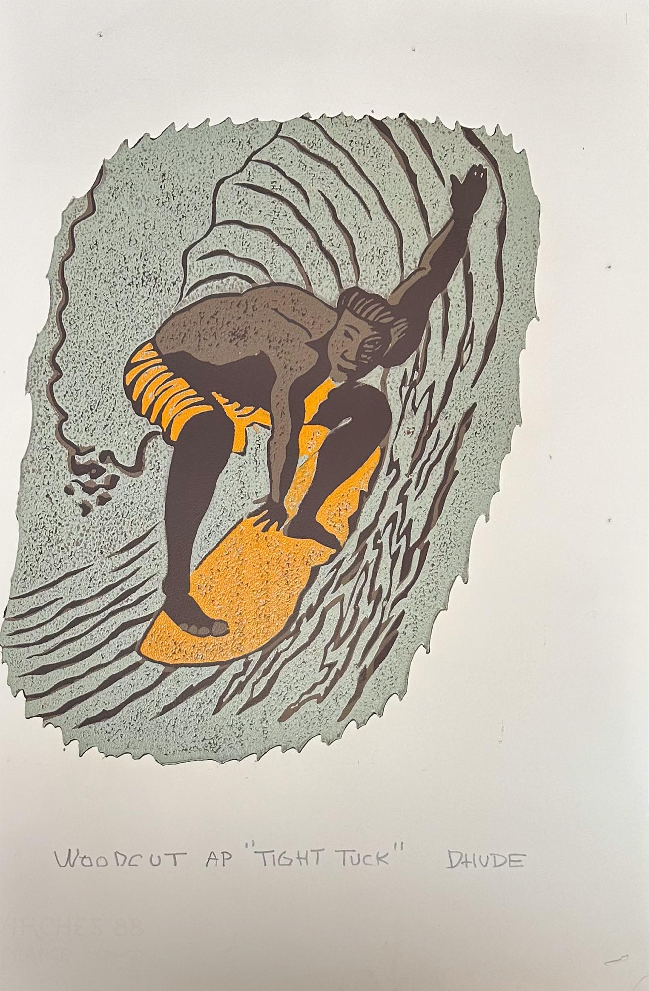 Tight Tuck - Surfen Kunst - Figurativ - Holzschnitt Druck von Marc Zimmerman

Limitierte Auflage 01/04

Dieses Meisterwerk ist in der Zimmerman Gallery, Carmel CA, ausgestellt.

Tauchen Sie ein in die fesselnde Welt des Surfens und des Ozeans mit