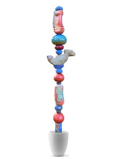 Blue Ceramic Totem - Tall Sculpture for Garden and Indoor by Marc Zimmerman