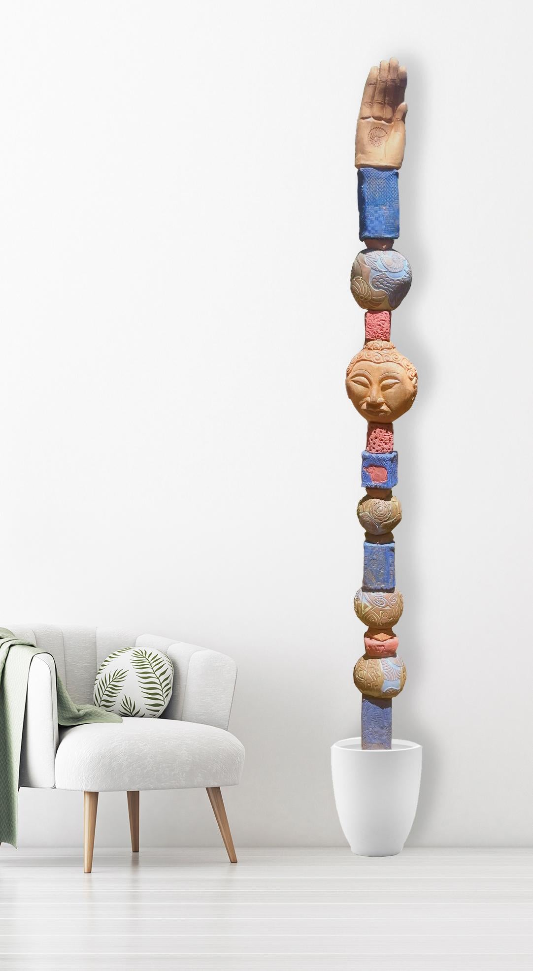 Tótem de Buda Escultura de cerámica para jardín o interior de Marc Zimmerman en venta 1