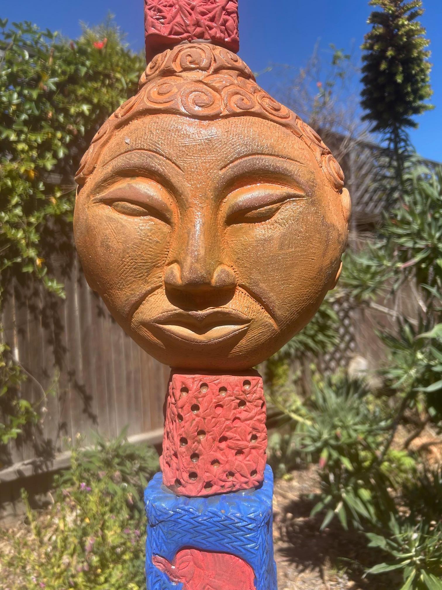 Scultura Totem di Buddha in ceramica per giardino o interni di Marc Zimmerman in vendita 3