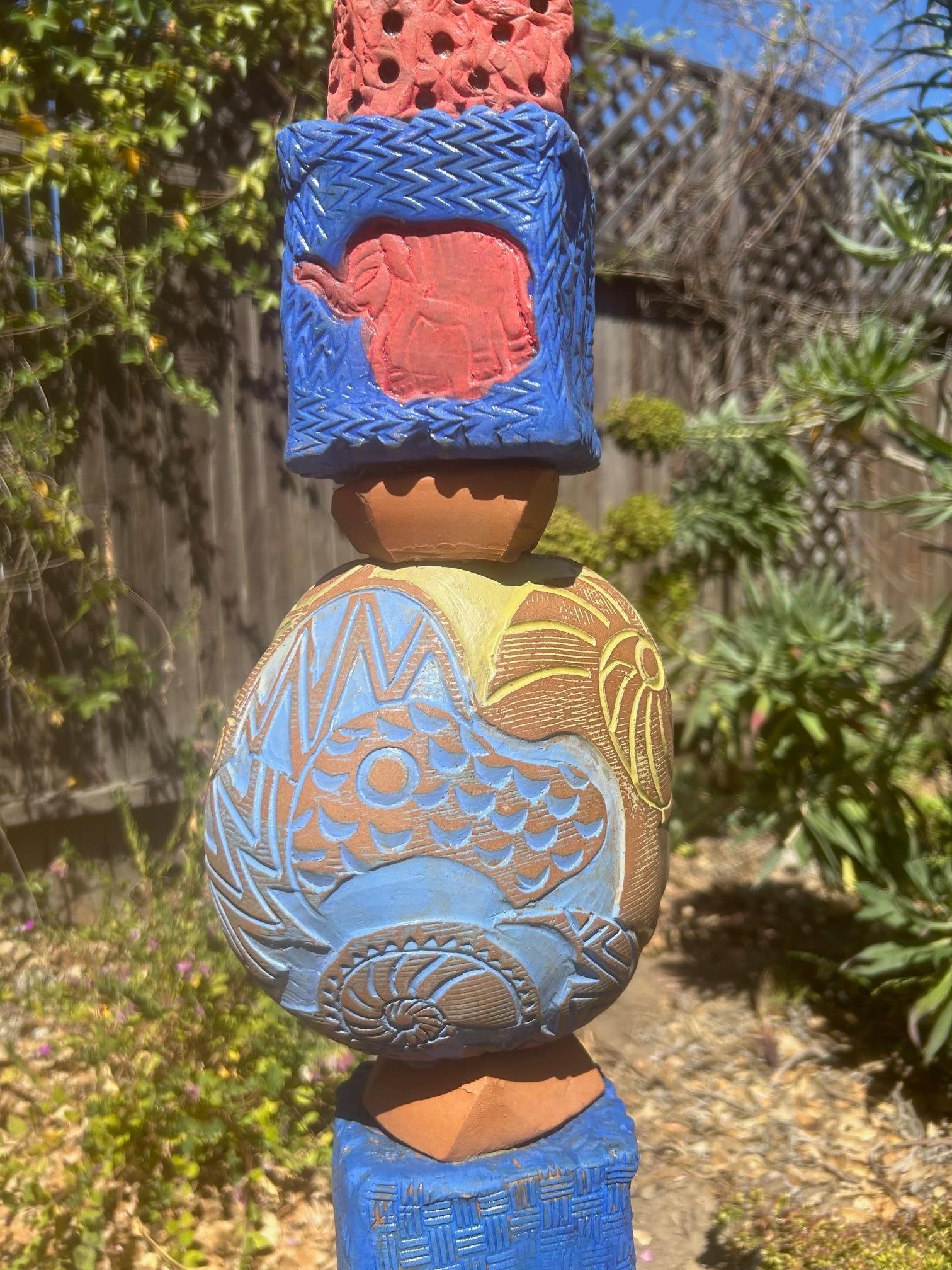 Tótem de Buda Escultura de cerámica para jardín o interior de Marc Zimmerman en venta 4