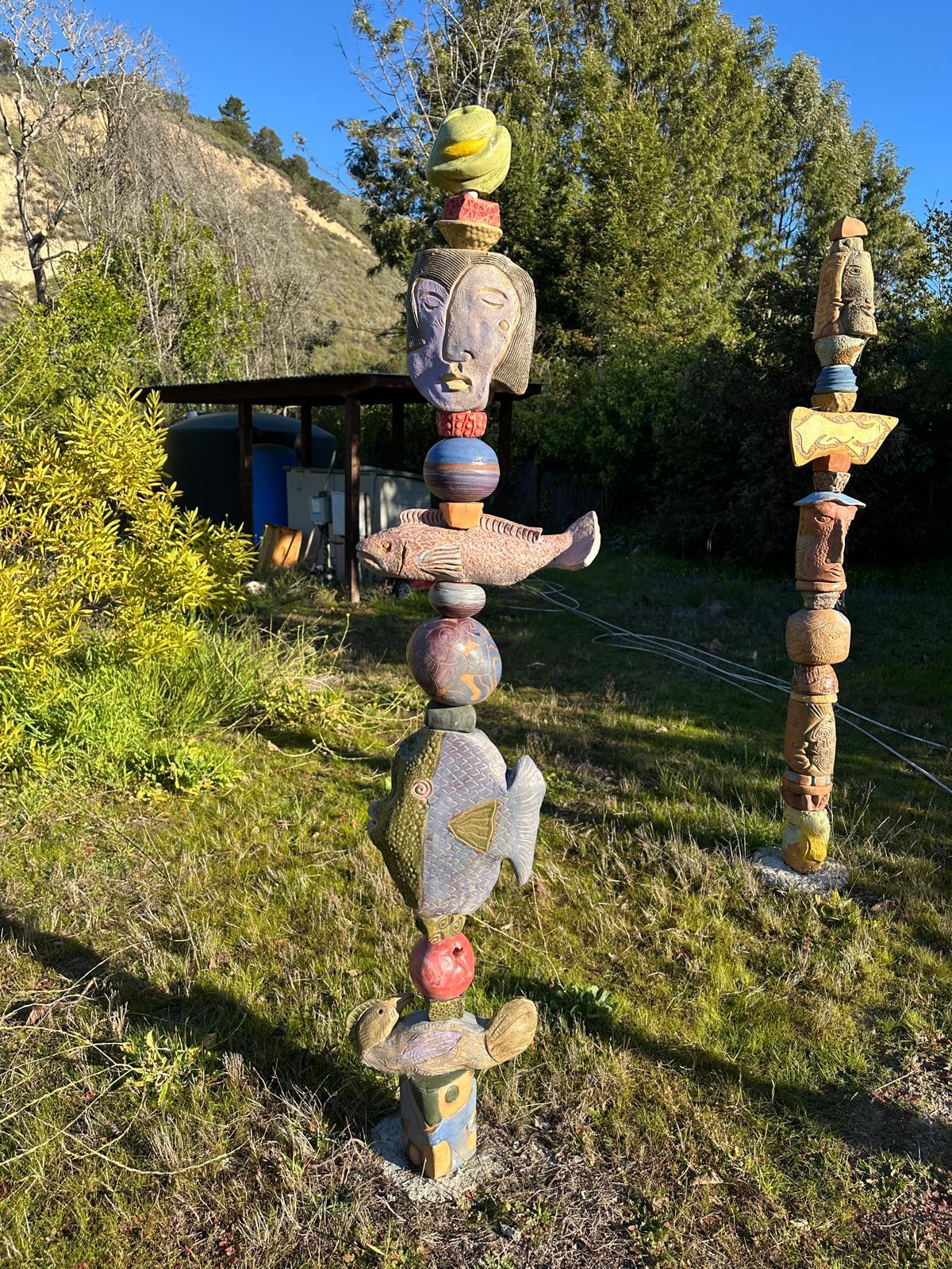 Cara de lavanda Escultura tótem de cerámica de Marc Zimmerman en venta 1