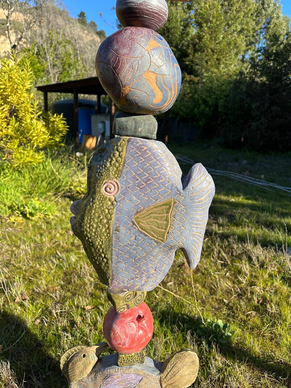 Cara de lavanda Escultura tótem de cerámica de Marc Zimmerman en venta 3