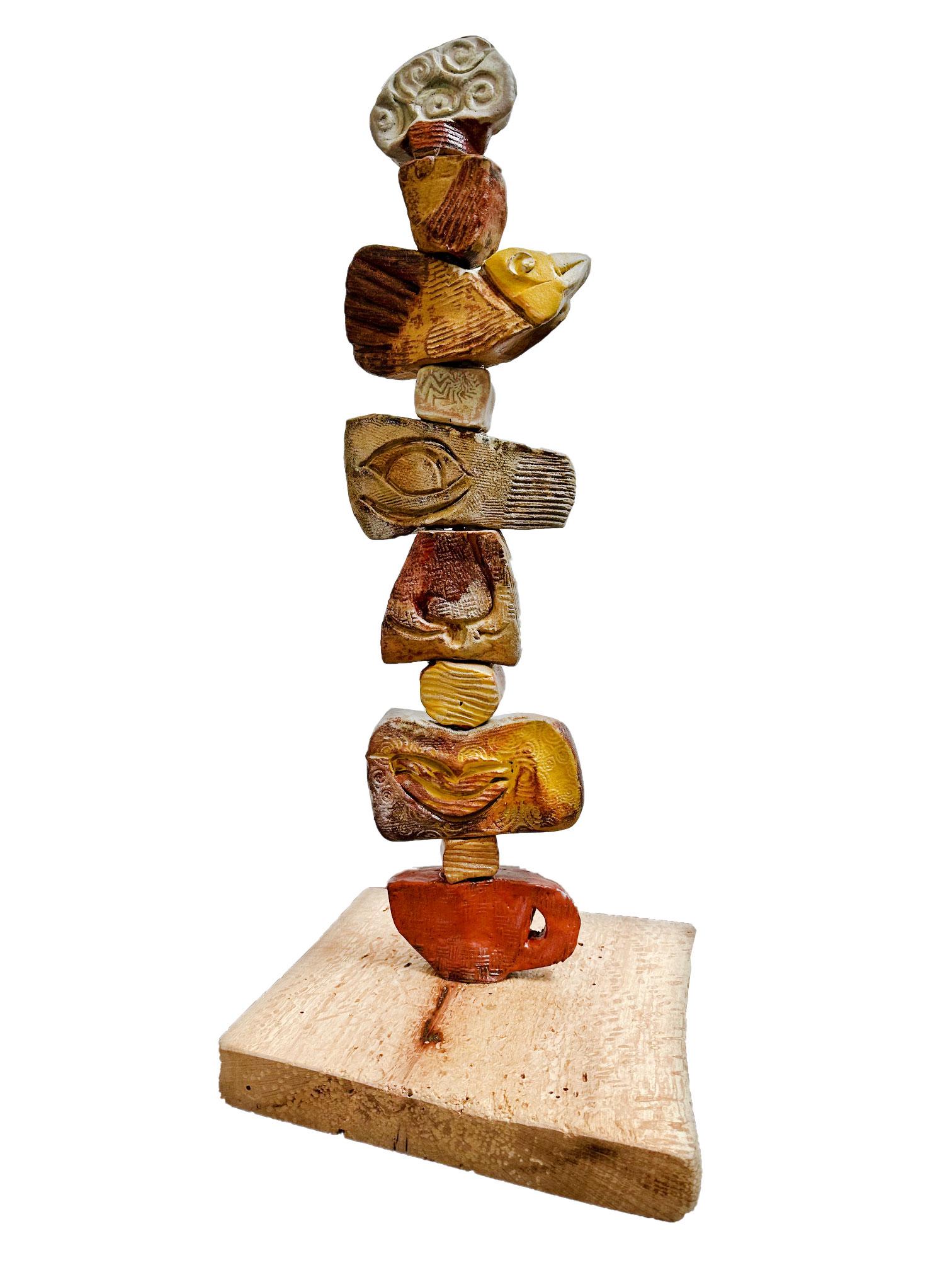Sculpture totem en céramique pour Indoor par Marc Zimmerman