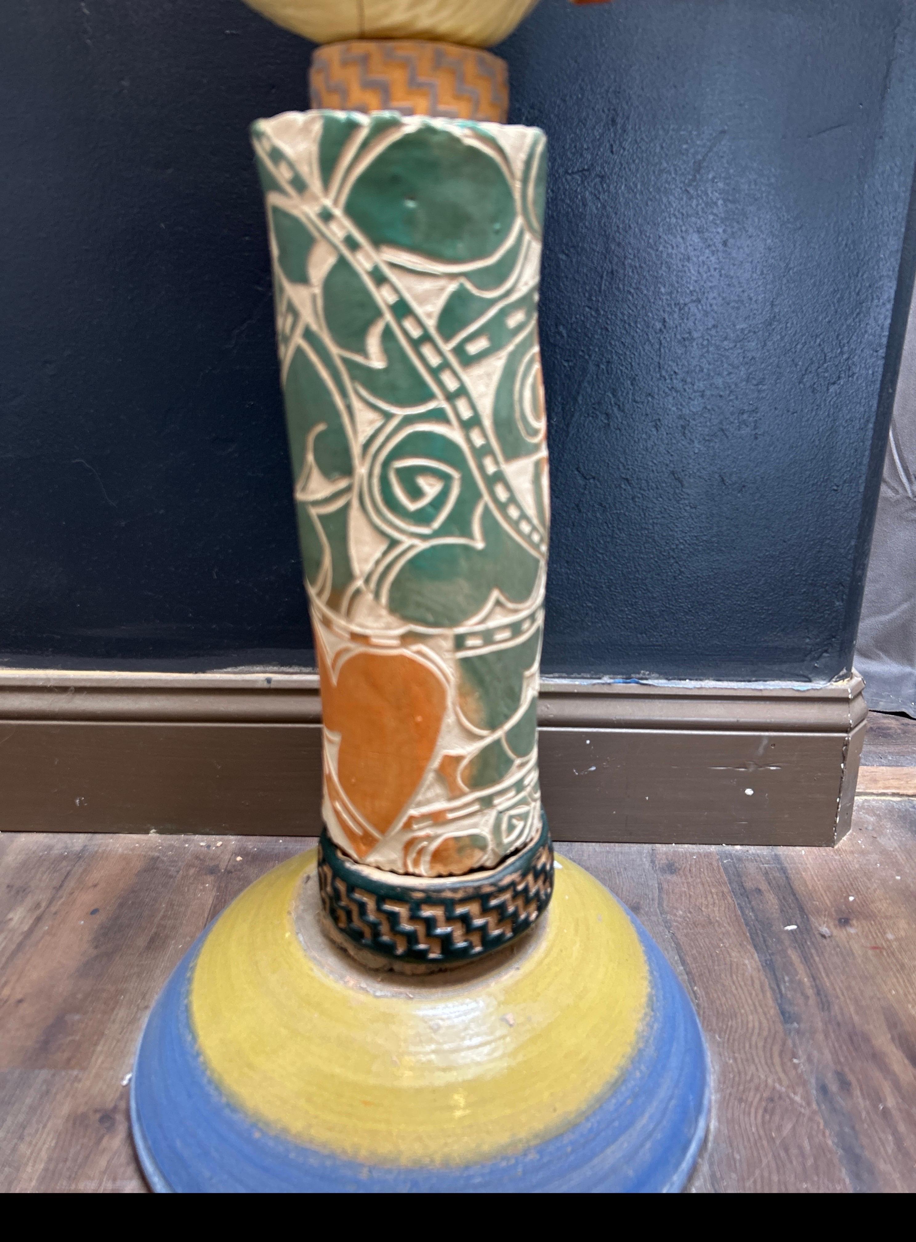 Totem avec sphères jaunes - Artisanat Sculpture par Marc Zimmerman