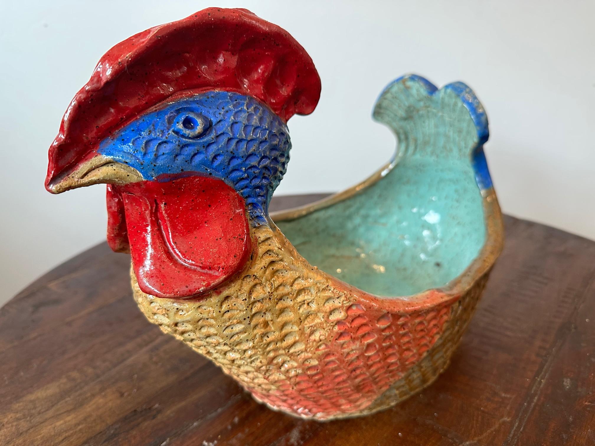 Chicken Bowl - Clay Sculpture - One of a kind by Marc Zimmerman For Sale 2